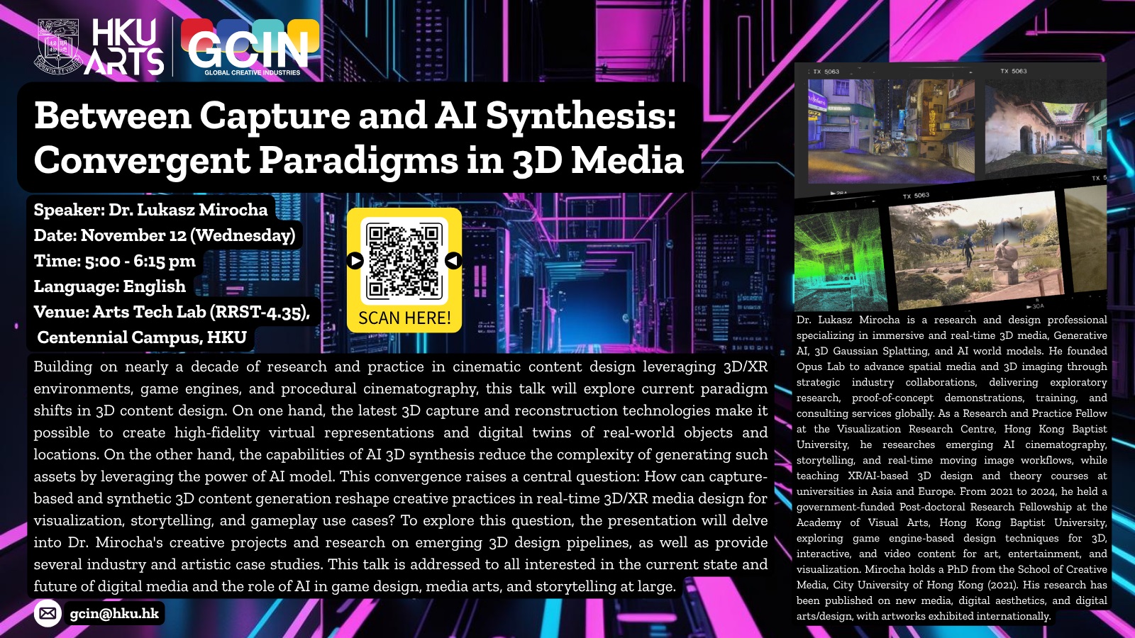 [November 12,Wednesday] Between Capture and AI Synthesis: Convergent Paradigms in 3D Media