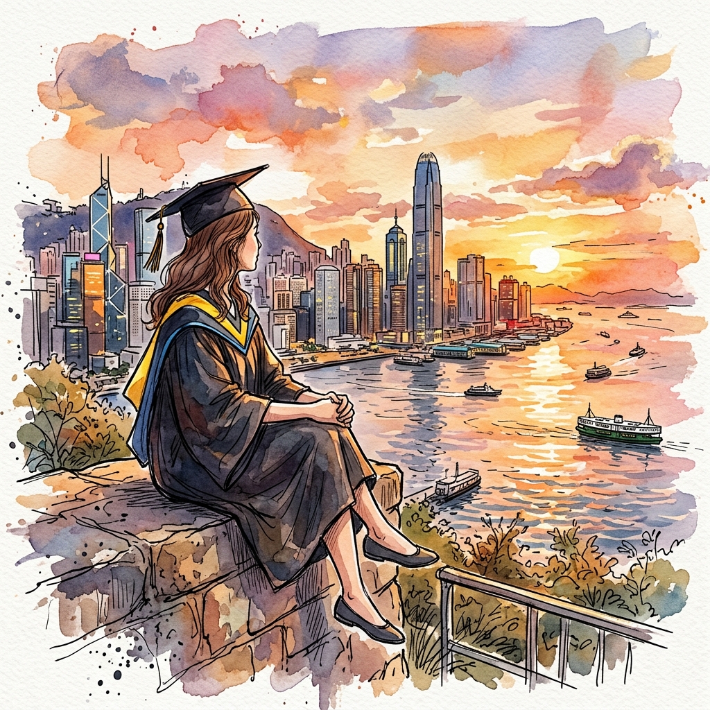 Watercolor artistic sketch representing graduate reflection and well-being